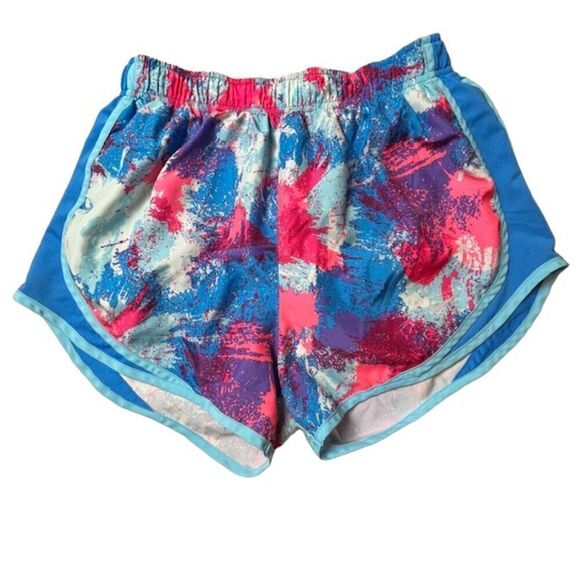 Nike Dri-Fit Running Shorts Blue Pink Abstract Print Lined Women's Size Medium - Picture 1 of 9